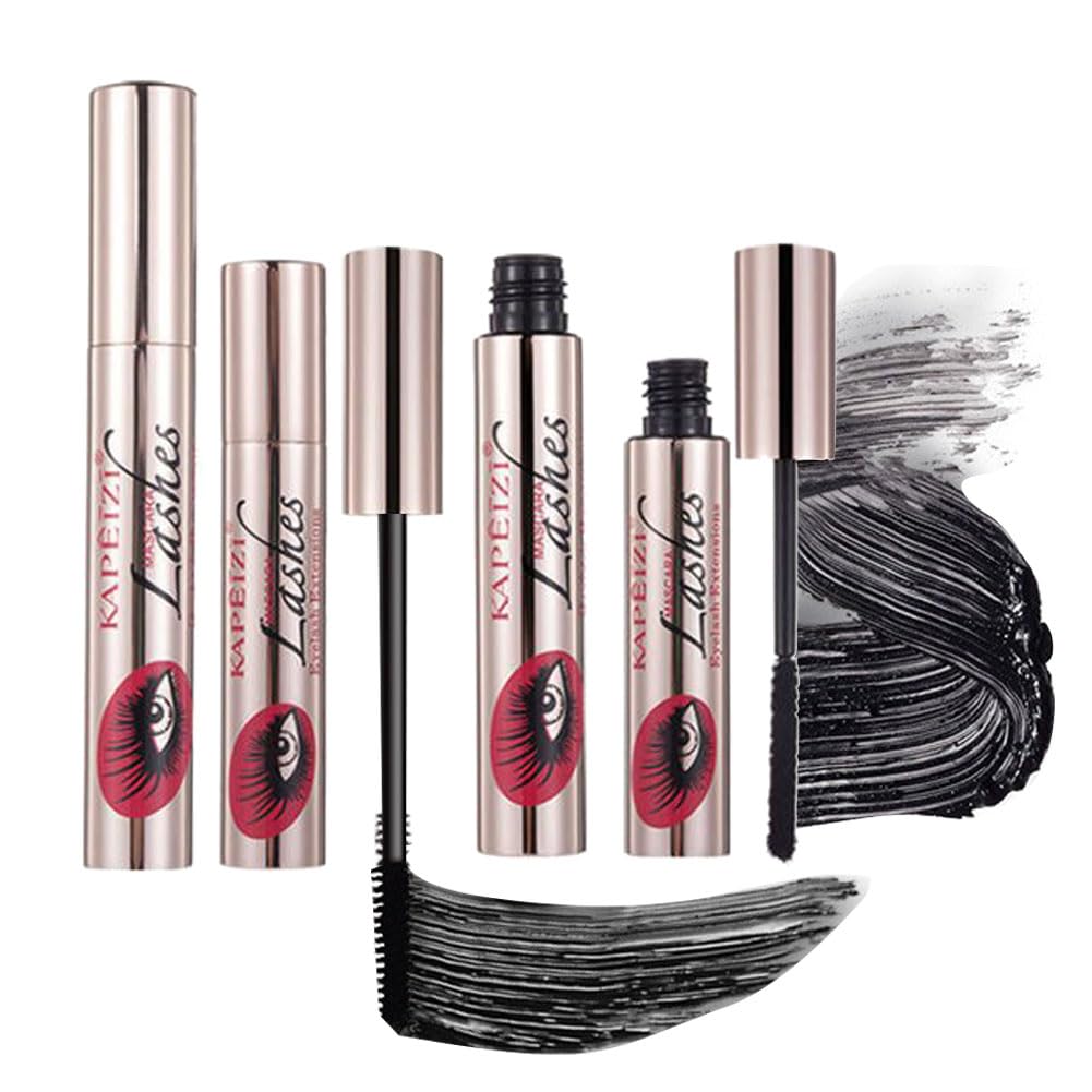 4D Silk Fiber Lash Mascara, Fber Lashes Mascara Waterproof, Long-Lasting, No Clumping, No Smudging, Longer, Thicker, Black (2)