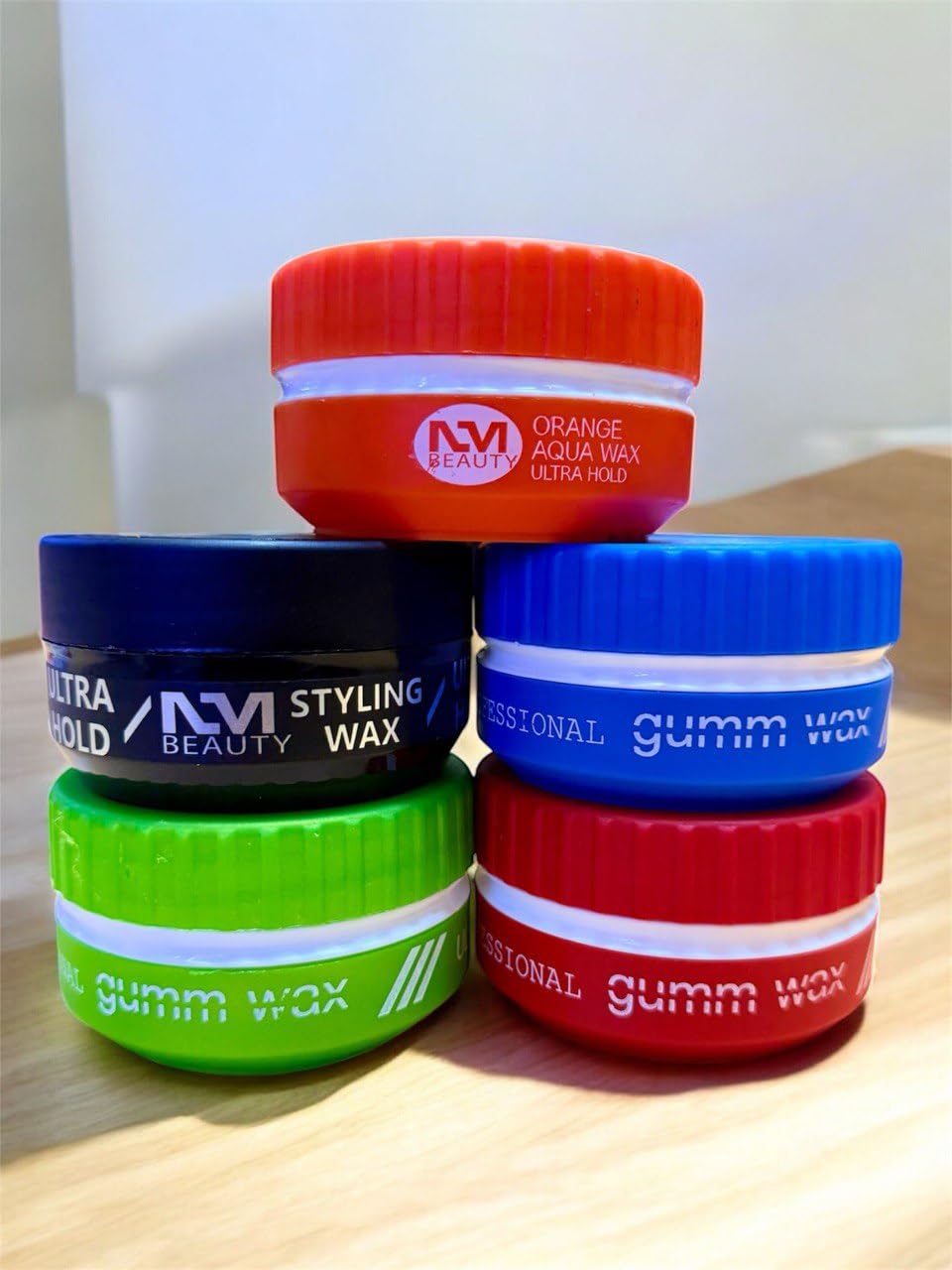 NM BEAUTY NMB Gumm-wax Professional Hair Styling Wax | Edge Control | Hair Gel Wax | Ultra Hold | Men & Women Hair Wax (Blue, Black & Red Aqua, Green Matte) 150ml (150ml, Green Matte)