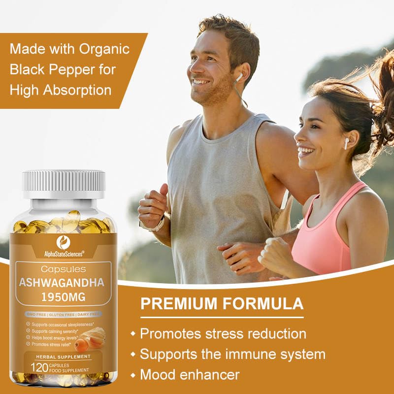 AlphaStateSciences ZenBlend Ashwagandha + Black Pepper Boost: 120 SoftGels, 2-Month Supply for Stress Relief & Immune Support, 1950mg Ashwagandha + 5mg Black Pepper Extract