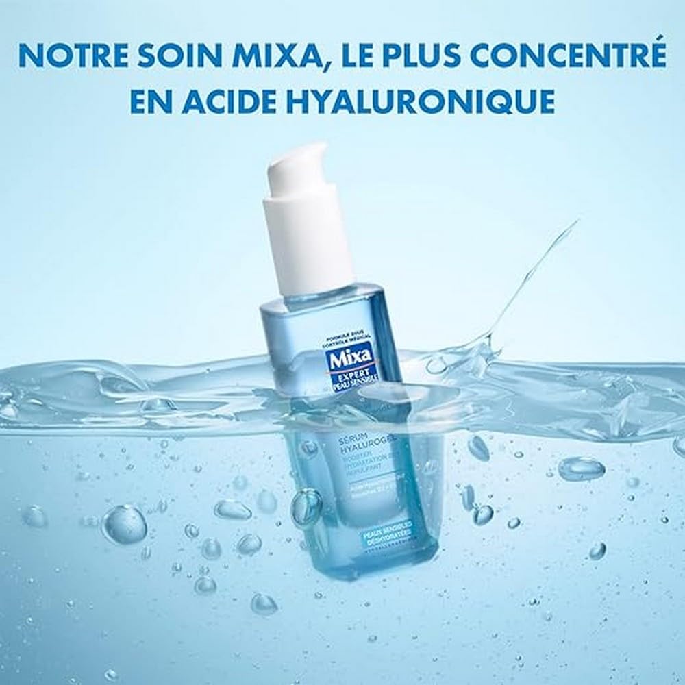 Mixa Expert Sensitive Skin - Hyalurogel Serum - 24H Hydration Booster - Pure Hyaluronic Acid, Vitamin B3 + B5