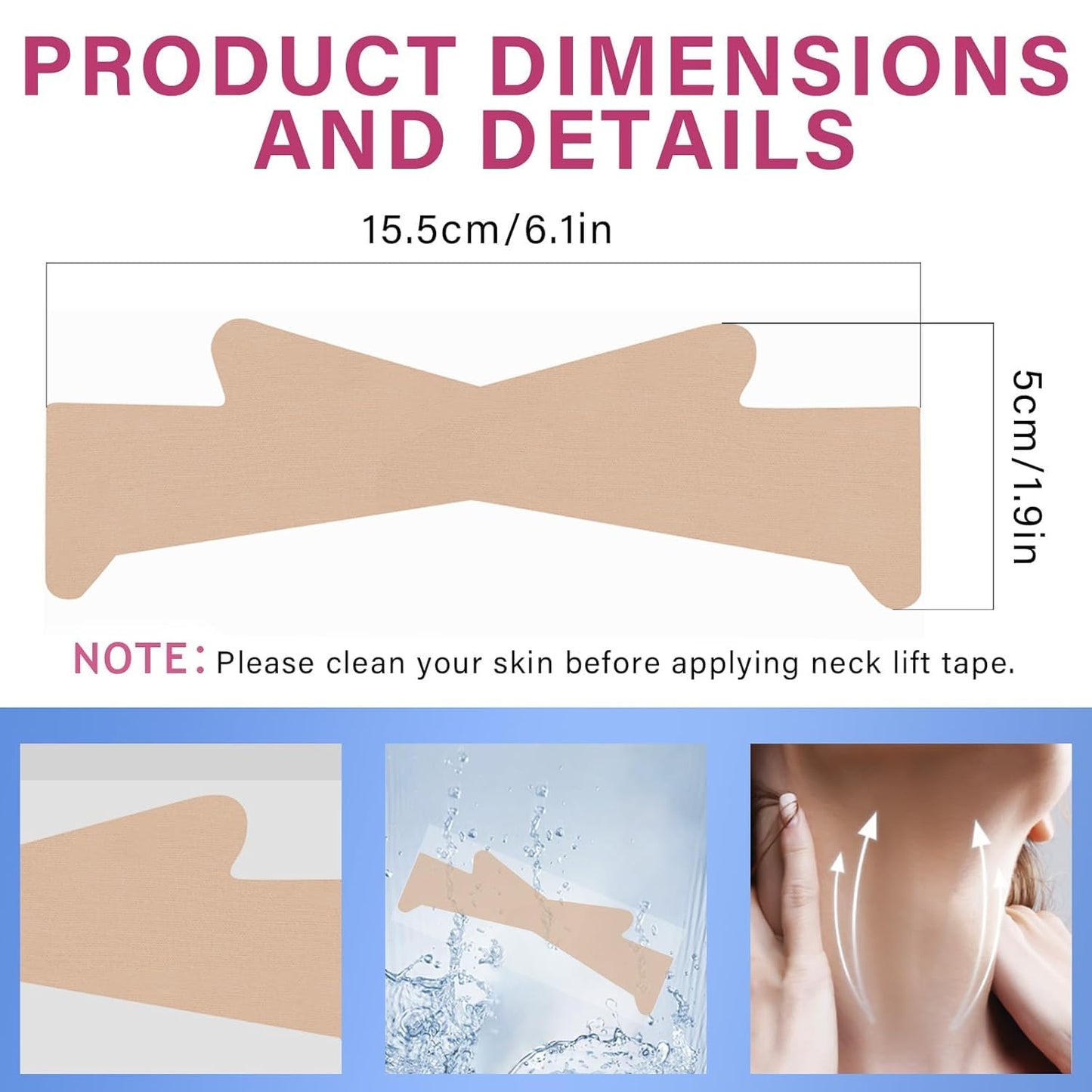 Neck Wrinkle Patches, High Elastic Neck Strips, Instant Tape for Lifting Loose Skin, Improve Fine Lines & Wrinkles, Advanced Anti Ageing Necks Wrinkles Pads 10 Count (Brown, Normal)