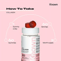 Marine Collagen Gummies by Known Nutrition with Vitamin C | 60 One-a-Day 500mg Hydrolysed Marine Collagen Gummies | Supporting Hair, Skin & Nails | Pomegranate Flavour (2)