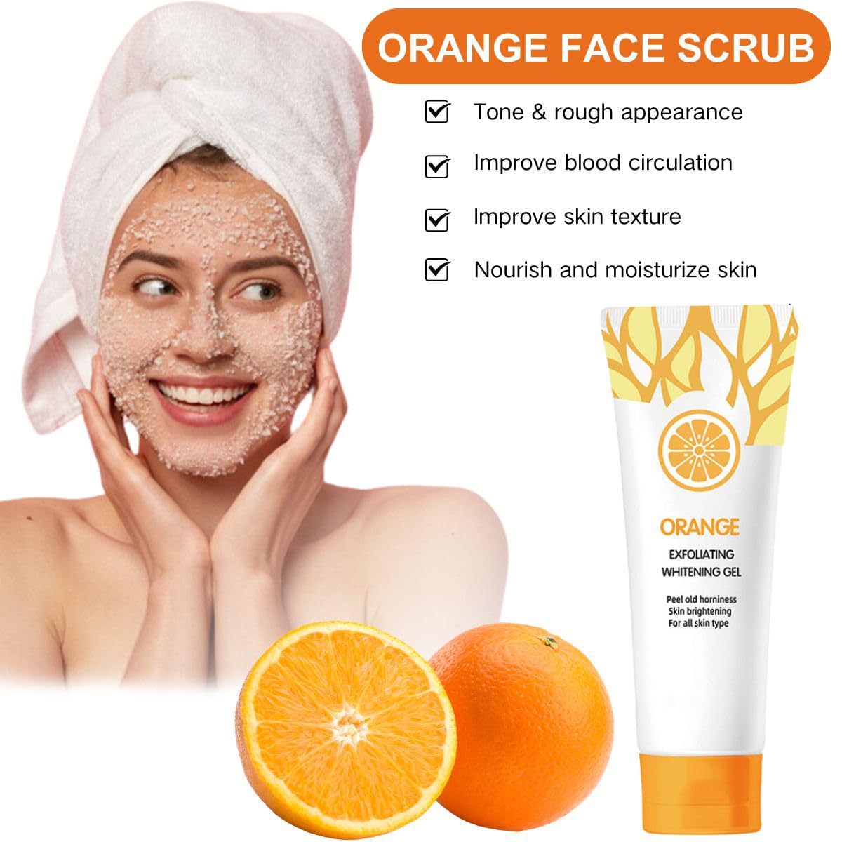 IZBEAUVO Orange Face Exfoliator,Vitamin C Facial Scrub Gel,Deep Exfoliating Face Wash,Blackhead Scrub,Orange Gel Face Scrub Brightening Skin,Soft Your Skin and Remove Dead Skin For Smooth & Radiant