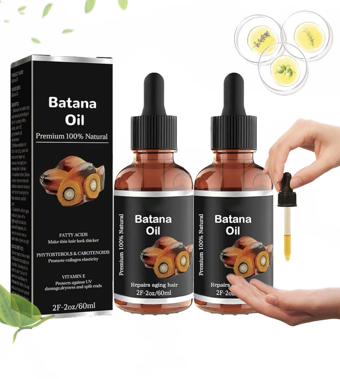 Generic Batana Oil Organic for Healthy Hair,Batana Oil Premium 100% Natural,Promotes Hair Wellness for Men & Women Enhances Hair & Skin Radiance(2pcs)