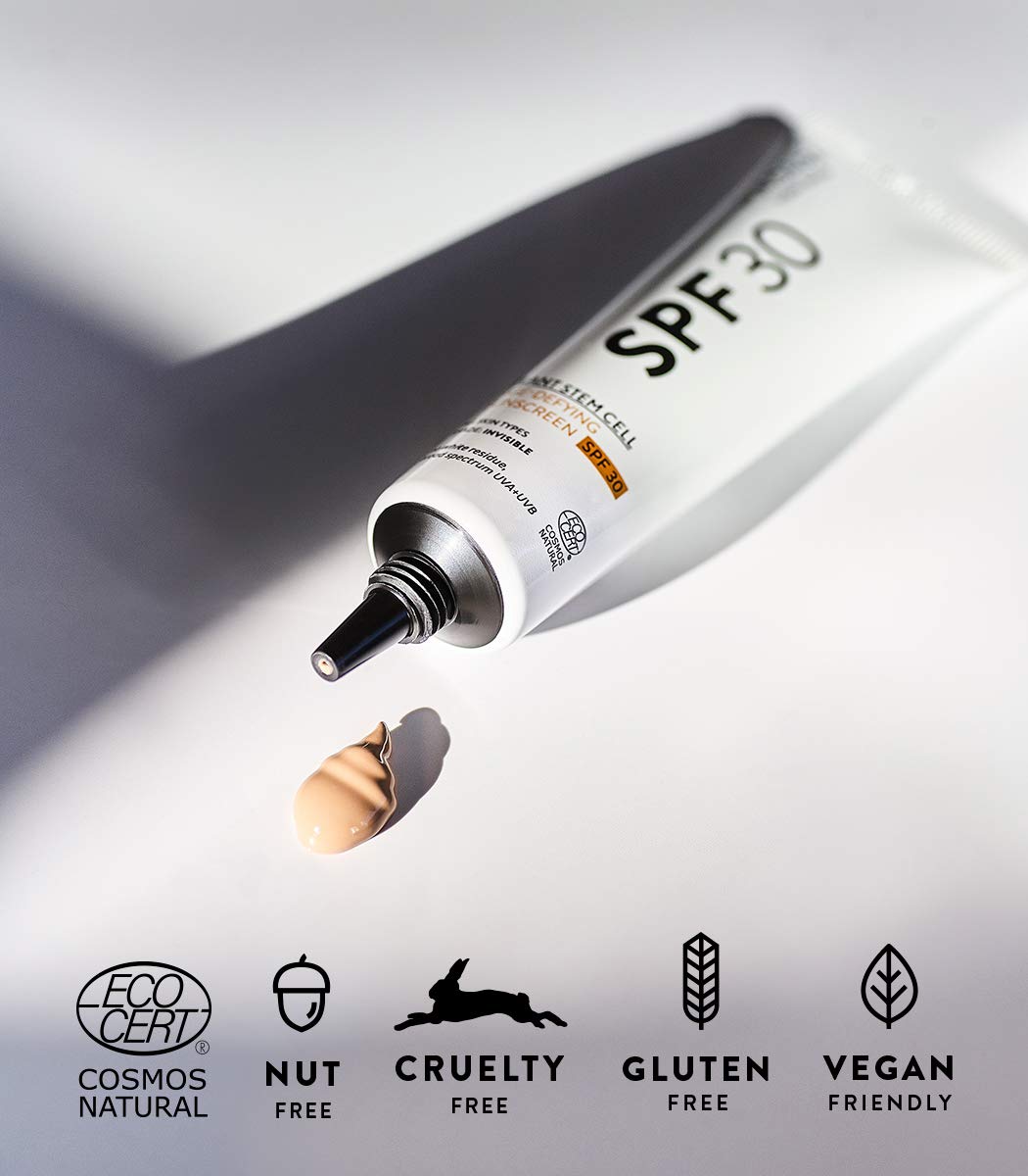 MÁDARA Plant Stem Cell Age-Defying Face Sunscreen SPF 30 - Organic Skincare Broad Spectrum UVA/UVB Protection with an Invisible Nude Finish, Prevents All Types of Sun Damage - 40ml