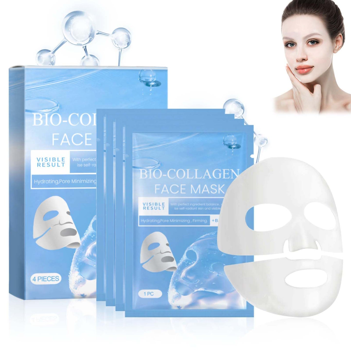 Allony Biodance Bio-collagen Real Deep Mask, Bio Collagen Face Mask, Bio Collagen Mask Overnight, Deep Hydration, Firming and Repairing(4pcs)