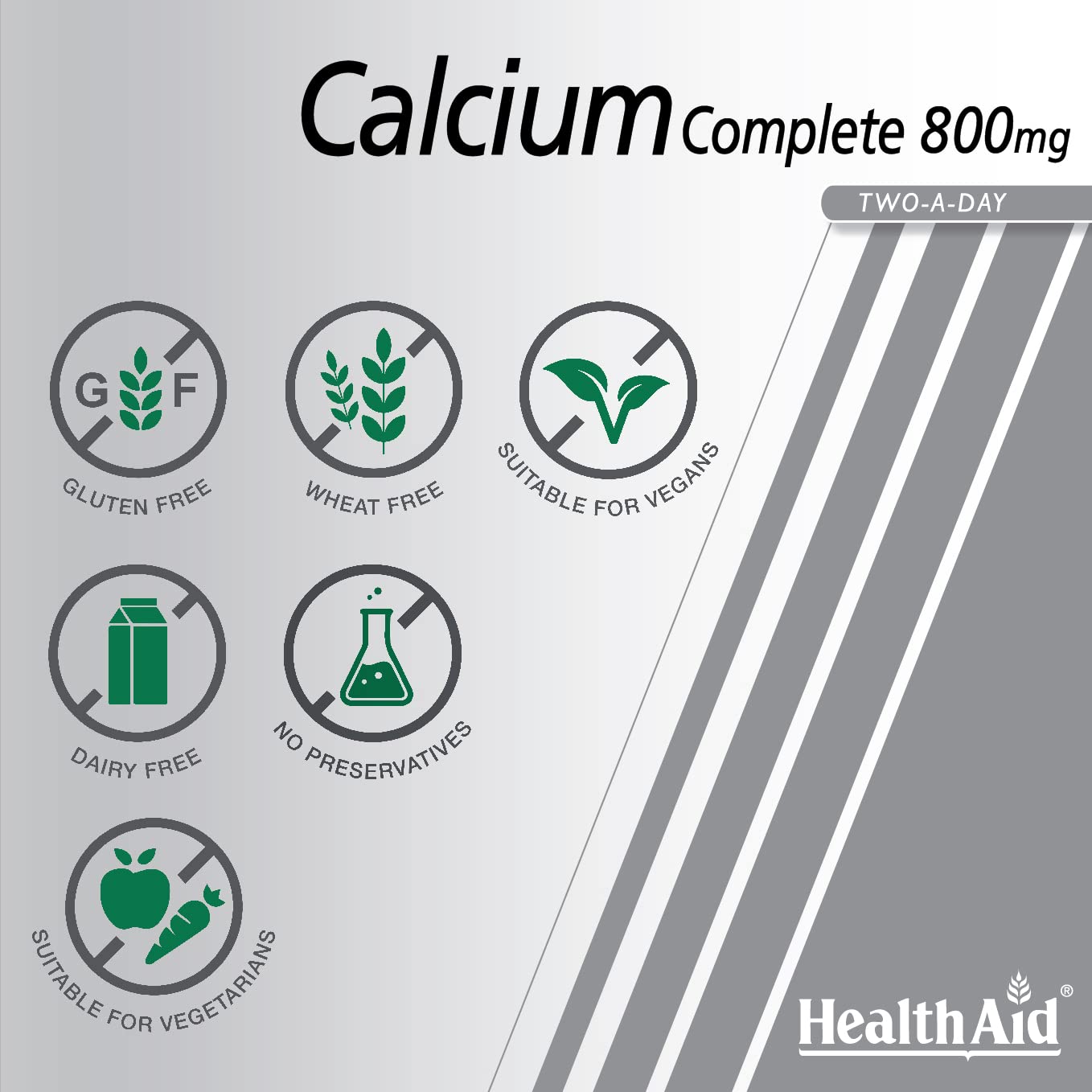HealthAid Calcium Complete 800mg - Bone & Teeth Support - High Absorption - 120 Vegan Tablets