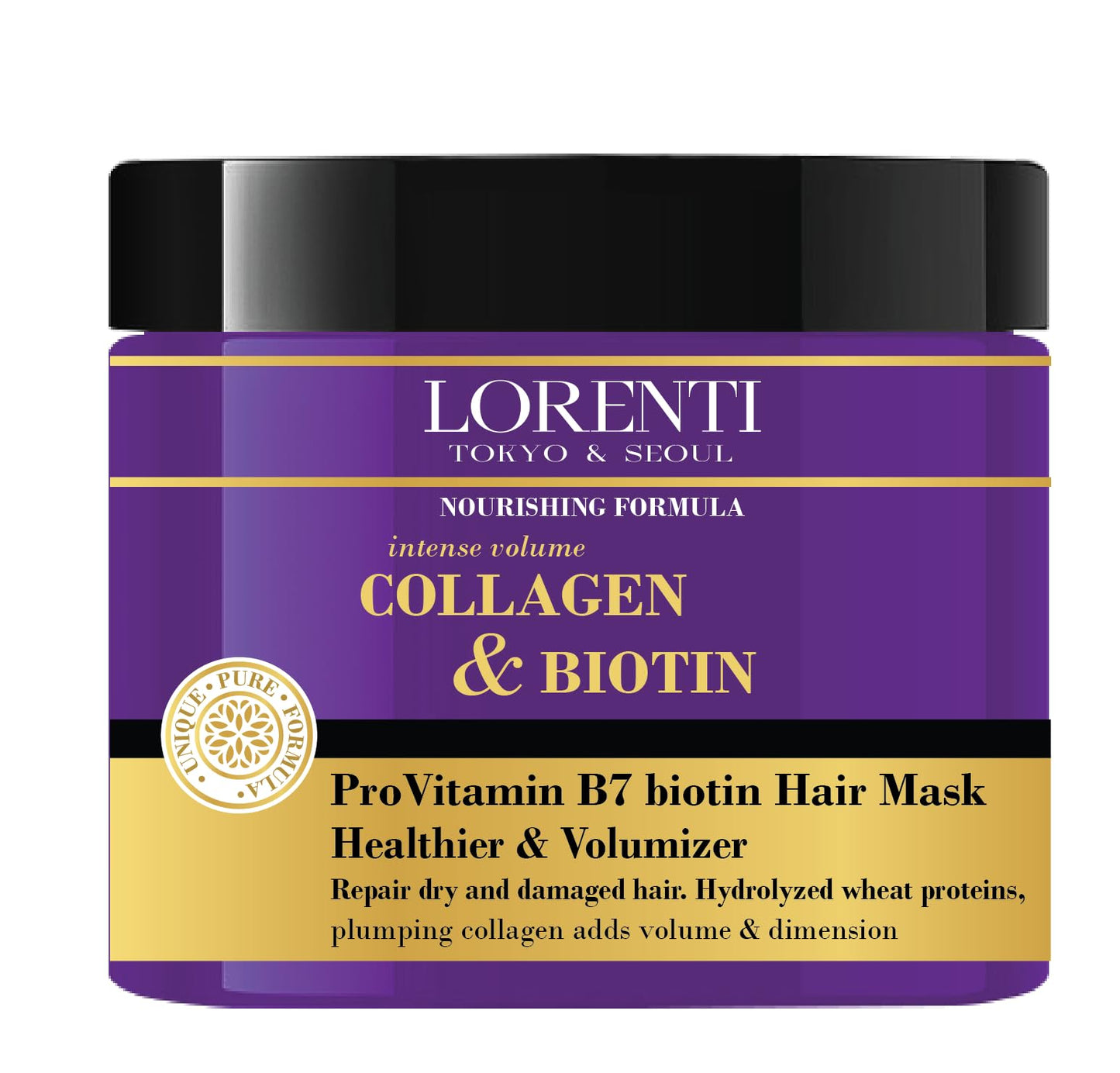 Lorenti Deep Conditioning Hair Mask 500 ml | For Dry, Damaged, Dense & Frizzed Hair | Contains Vitamin B7 & Proteins to Balance & Moisturize Hair | 16.9 Fl Oz (Collagen & Biotin)