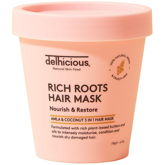 Delhicious Rich Roots Amla Oil & Rosemary Oil Hair Mask for Dry, Damaged Hair - 3-in-1 Moisture Boosting, Hair Strengthening Treatment for Dry Scalp - Adds Shine - Natural, Vegan, Ayurveda - 250ml