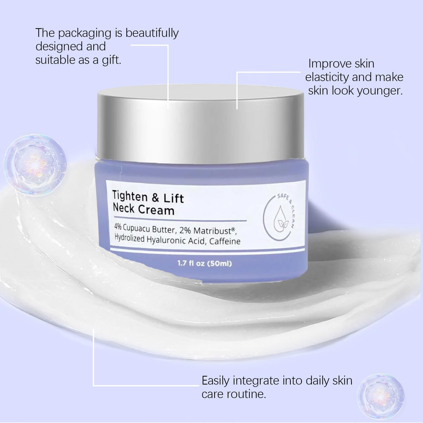 MEITREND Tighten & Lift Firming Neck Cream,2PCS neck firming cream,Anti Aging neck cream for sagging and tighten,Lifting Sagging Skin & Smooth Neck Wrinkle,Hydrating Neck Cream,Skincare Neck Cream-50ml*2