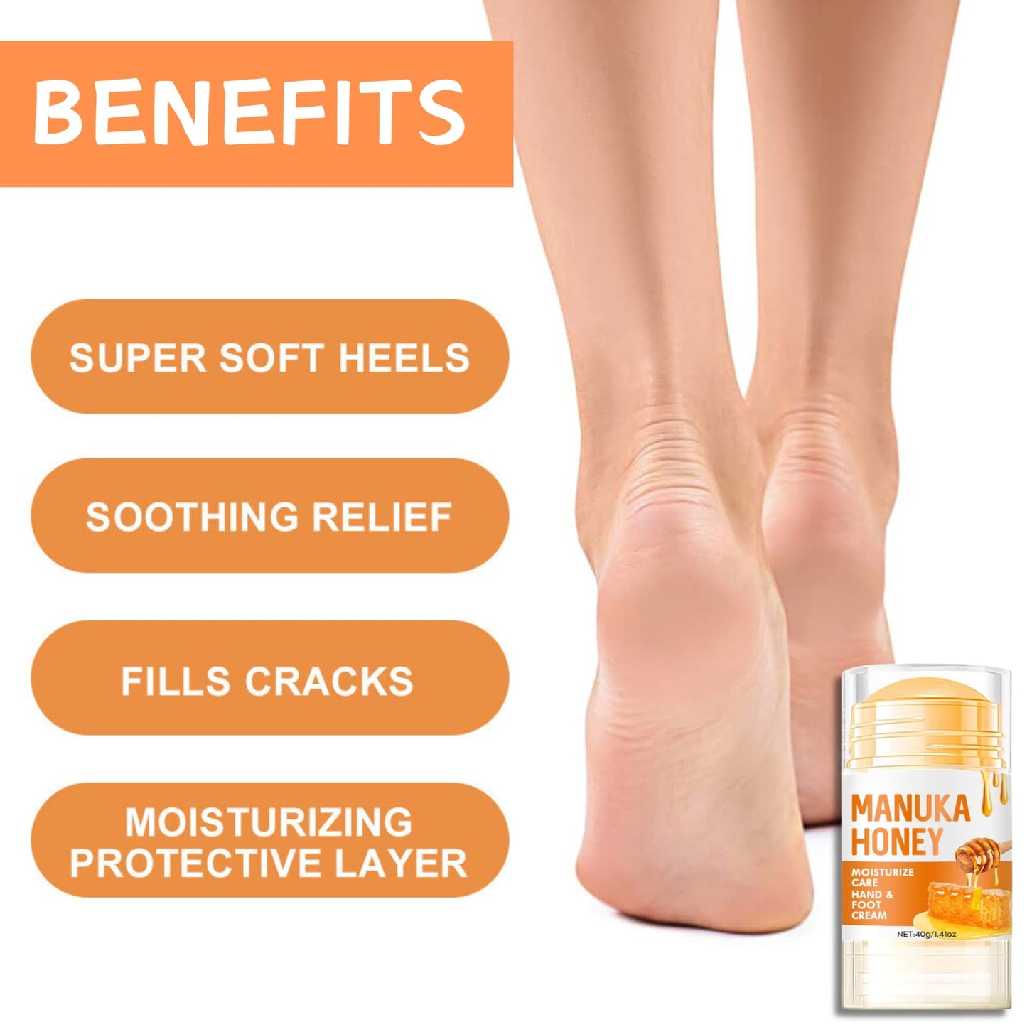 Trendyfave 2Pcs Honey Foot Cream, Hand & Foot Cream for Very Dry Feet & Hands, Cracked Heel Repair Cream, Hard Skin Remover Foot Cream, Intensive Moisturising for Cracked Skin for Women & Men 40g/Each