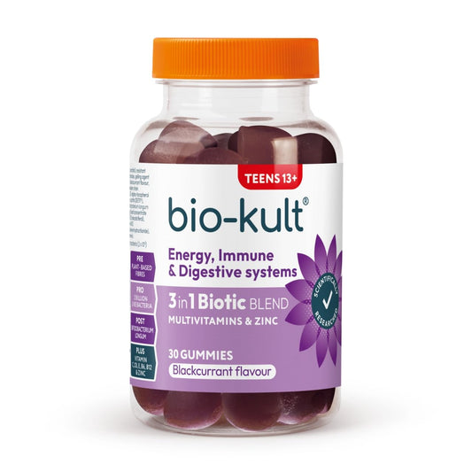 Bio-Kult 3in1 Biotic Blend Probiotic Gummy with Multivitamins, for Teens 13+, Blackcurrant Flavour, 30 Gummies