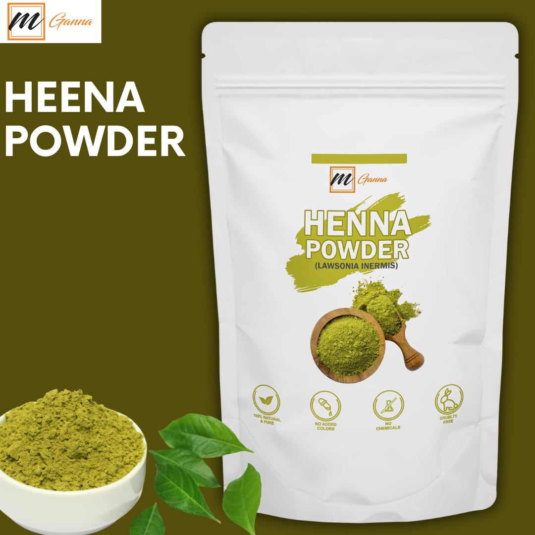 mGanna 100% Natural Henna Powder 0.50 LBS 227 GMS | Pure Lawsonia Inermis For Hair Dye and Coloring | PPD free or Any Chemicals for Healthy Hair | fine powder