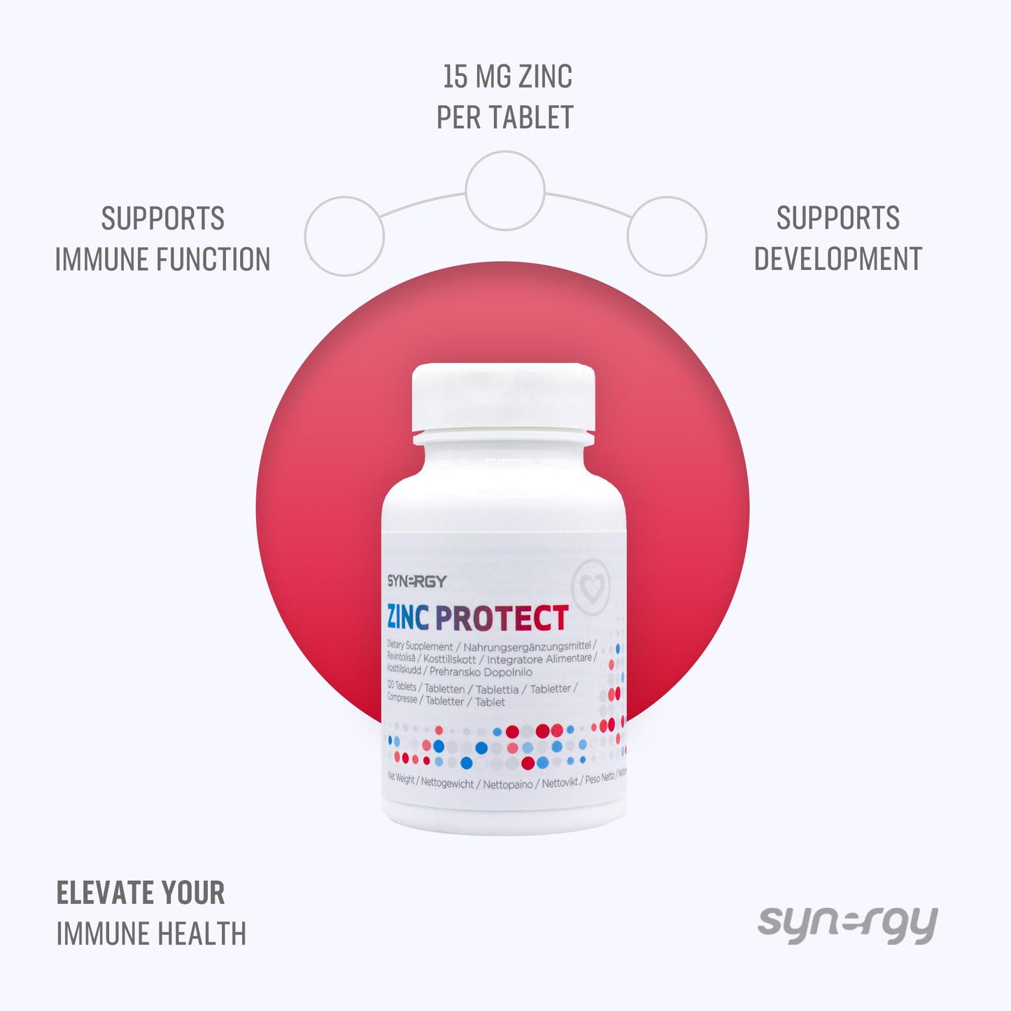 Synergy Worldwide Zinc Protect 120 Tablets | 15 mg Zinc per Tablet | Supports Immune Function | Vital Mineral for Optimal Health and Wellbeing | 76,2 gr