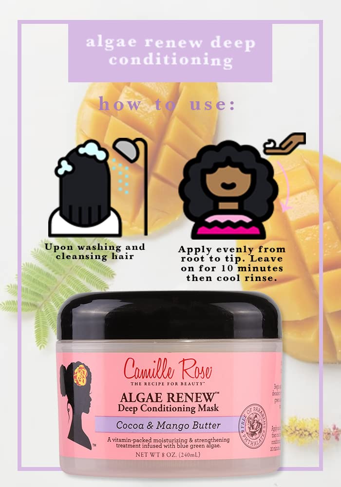 Camille Rose Algae Renew Deep Conditioner 240ml - Vitamin Formula. Blue Green Algae & Mango Butter. Detangles, Nourishes and Strengthens.