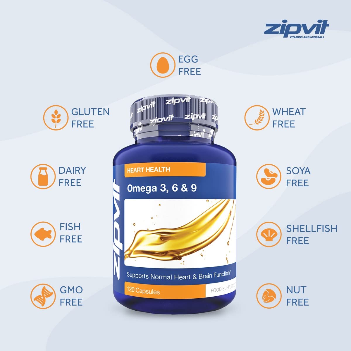 Omega 3 6 & 9 Oil 1000mg, 120 Softgels. Source of Alpha-Linolenic Acid. Supports Maintenance of Normal Blood Cholesterol. Made in UK.