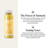 PRSS 100% COLD PRESSED PRESS Healthfoods, 12 x 250ml Citrus Glow Super Smoothie, Cold Pressed Immune Boosting Smoothie Containing Turmeric and Cayenne, Vegan Friendly
