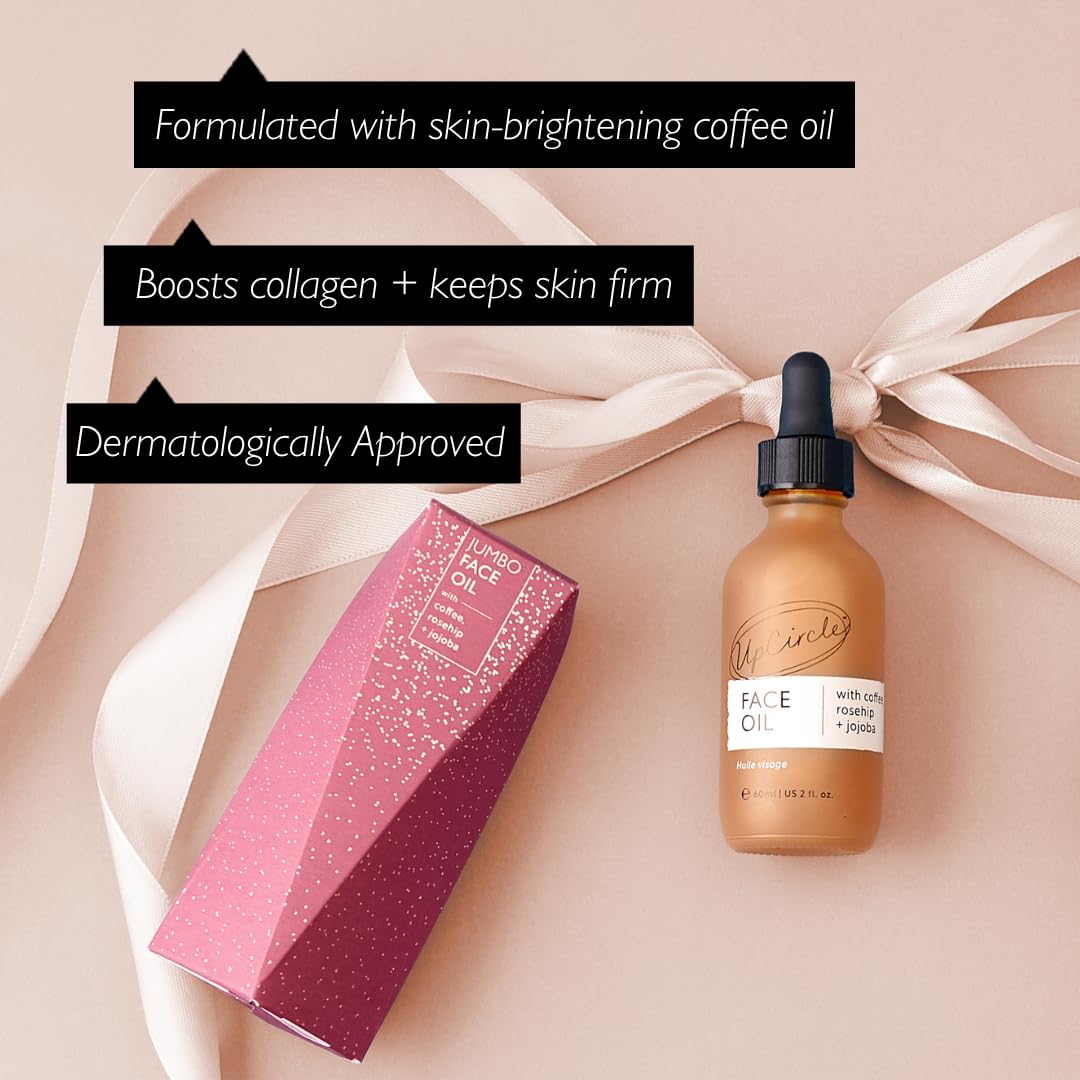 UPCIRCLE UpCircle Jumbo Face Oil With Coffee Oil 60ml - Natural Hydrating Facial Oil - Vitamin C, Rosehip Oil Fades Dark Spots + Sea Buckthorn Keeps Skin Supple - Vegan + Cruelty-Free