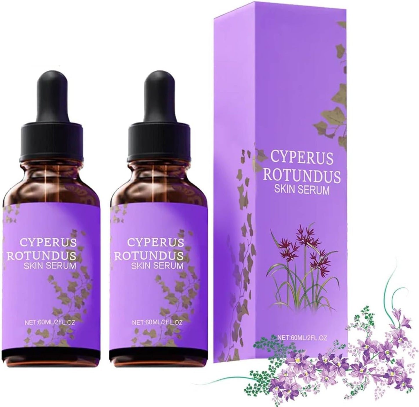 DEJIN Cyberglow Hair Removal, 2pc Cyperus Rotundus Skin Serum, Natural Cyberglow Oil, Gentle Moisturizing & Soothing All Skin