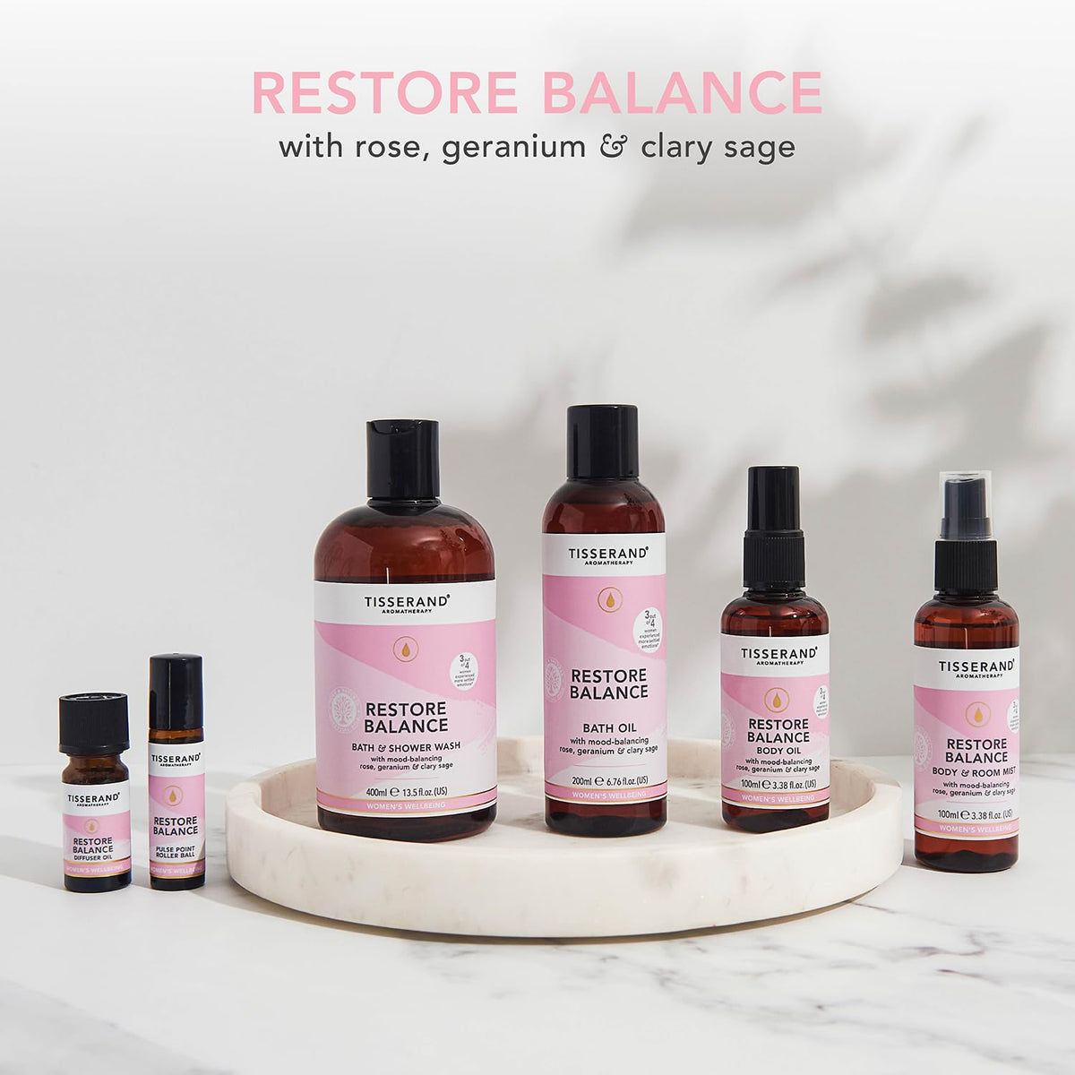 Tisserand Aromatherapy - Restore Balance Body Oil - Perimenopause, Menopause & Menstruation Support for Women - Rose, Clary Sage & Geranium - 100% Natural Essential Oils - 100ml