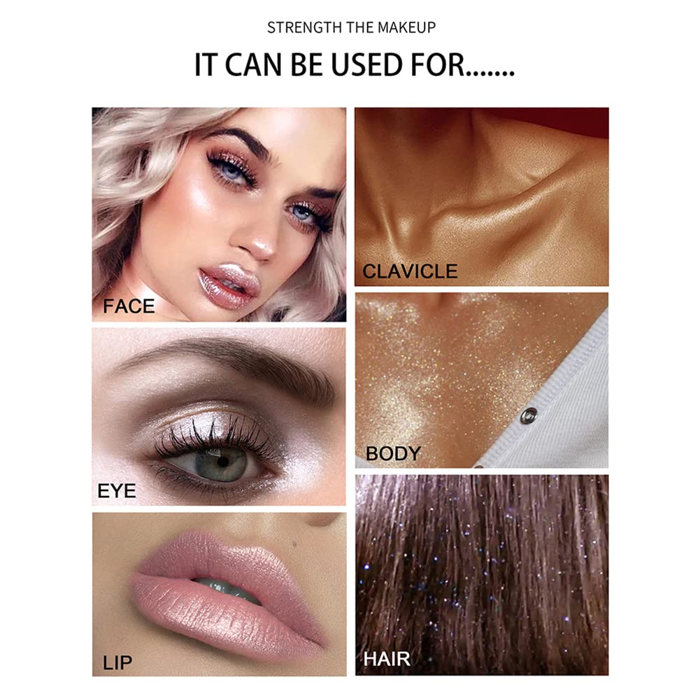 Weixinbuy Highlighter Powder Stick, Polvo De Hadas Glitter Patting Powder Fairy Highlight Powder Smooth Waterproof Three-Dimensional Shimmer, Sparkly Natural Patting Powder for Face Body Eyes Collarbones Glow