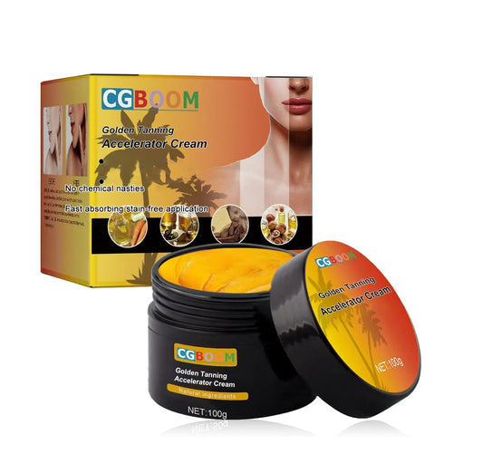 CGBOOM 100g Brown Tanning Accelerator Cream,Brown Tanning Cream, Premium Golden Tanning Gel, Carrot Oil for Sunbeds, Natural Ingredients Advanced Tanning Booster, Self Tanner Oil, All Skin Types
