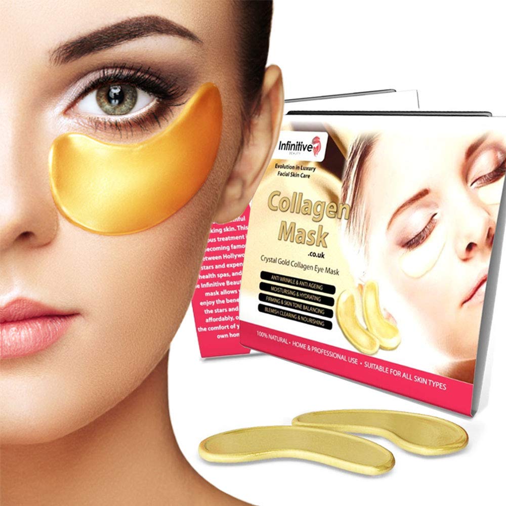 Infinitive Beauty - 3 x Pack New Crystal 24K Gold Powder Gel Collagen Eye Mask Masks Sheet Patch, Anti Ageing Aging, Remove Bags, Dark Circles & Puffiness, Skincare, Anti Wrinkle,