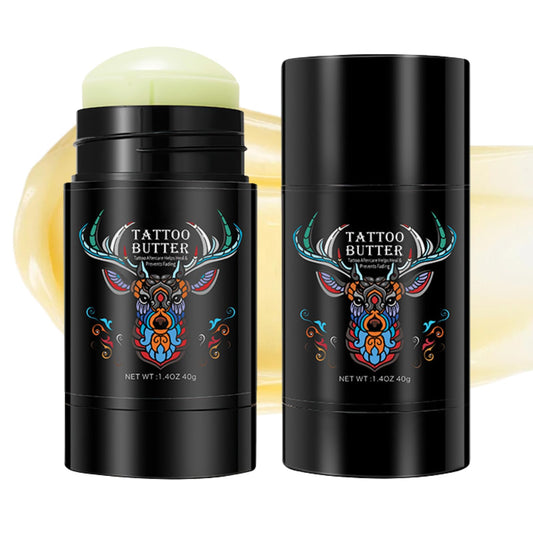 Tattoo Balm Stick, Tattoos Aftercare Cream for Old & New, Colour Enhancing Tattoo Moisturiser, Natural Tattoo Butter for Healing & Hydration, Vegan Tattoo Care Stick, Nourishing & Soothing, 40g