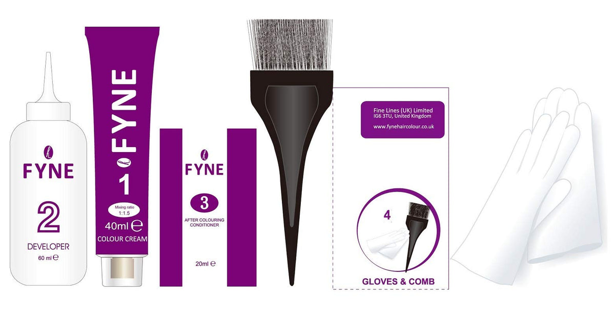 FYNE Jet Black Permanent Hair Dye for Women - Home Hair Colour Cream with Built-in Conditioner - Gentle, Long-Lasting, Easy to Use, Suitable for All Hair Types - Achieve Salon-Quality Results at Home