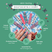 Vintage & Co x Nathalie Lete Forest Folk Nail Files | Manicure Nail Filer | Mini Nail Files | Mini Gifts | Four Different Designs | Travel | Women | 8 in Display Tray