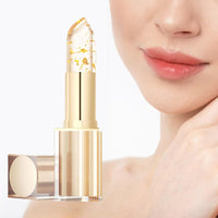 Xunzhi Transferproof Color Changing Lipstick,Temperature Color Change Lip Balm,Moisturizer Lip Balm,Transparente Gold Crystal Color Changing L/ip Stick,Gold Foil Moisturizing Glossy Shine L/ip Gloss