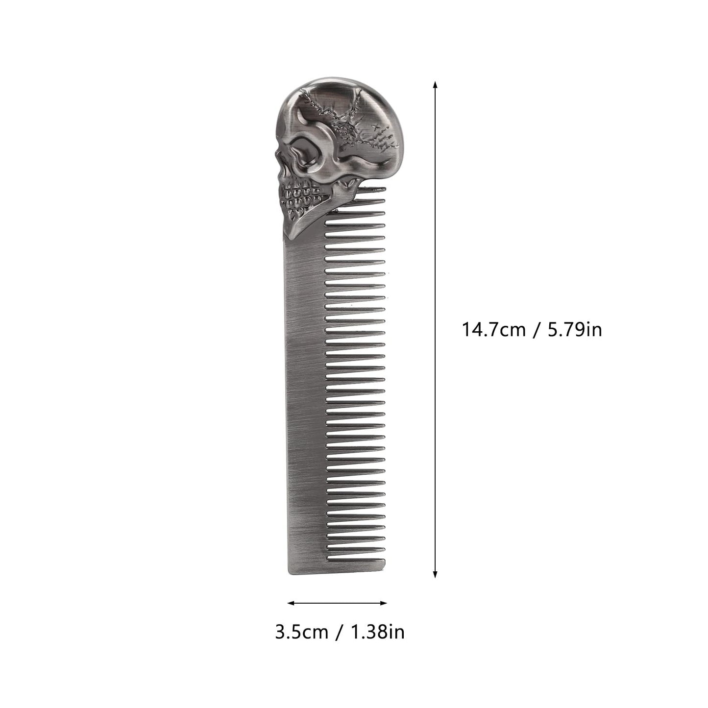 Skull Beard Comb Pocket Beard Comb Zinc Alloy Skull Pattern Hair Styling Mustache Sha Oil Hair Comb Silver (Silver)