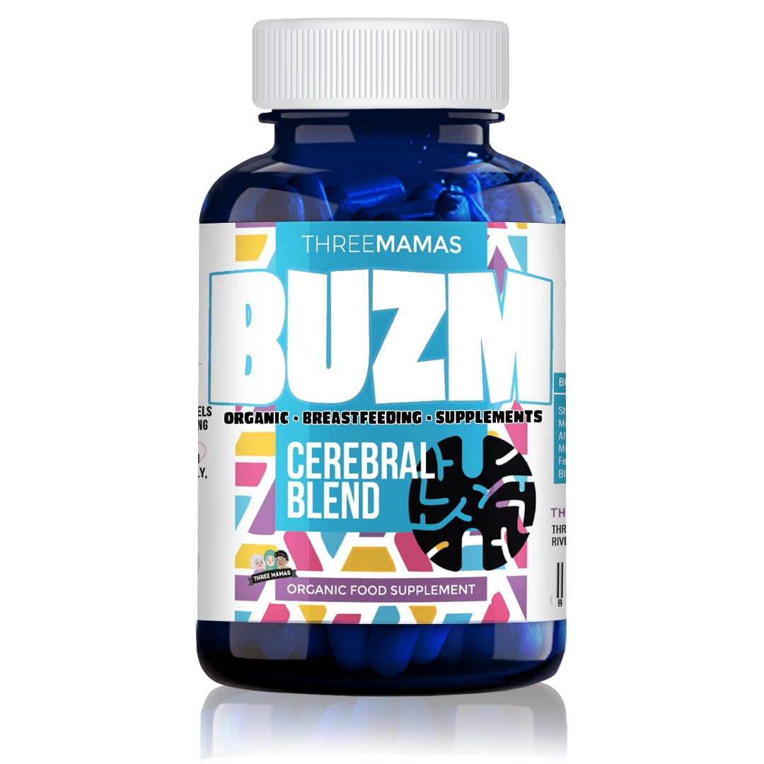 Three Mamas BUZM: Cerebral Blend, Prolactin Support, Natural Herbal Breastfeeding Supplement for Lactation, Aids Milk Supply, Breast Feeding Lactation Vitamins (25 Days Supply)