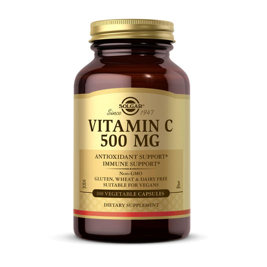 SOLGAR Solgar 500 mg Vitamin C Vegetable Capsules - Pack of 100 - Seasonal Immunity Support - Potent Antioxidant - Reduces Tiredness and Fatigue - Collagen Formation - Vegan