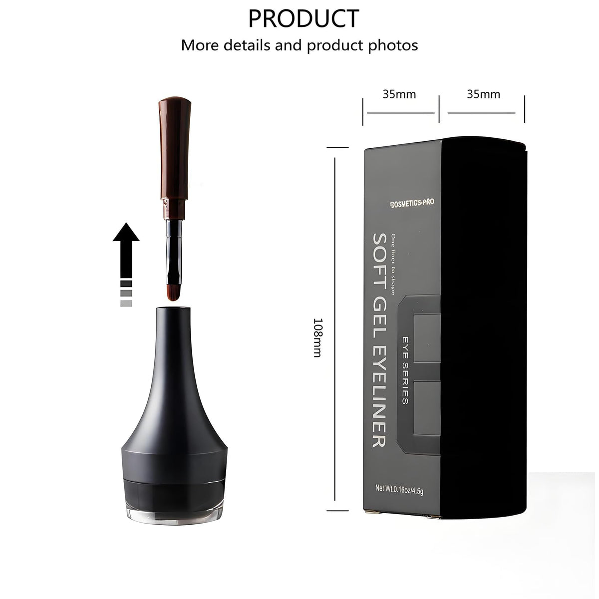 Mikloven Eyeliner Pot - High Matte Cream Gel Eyeliner in Black & Brown: Long-Lasting Waterproof Smudge-Proof Gel Formula with Fine Tip Brush, Ideal for Precise Lines, Mature Skin and All-Day Wear