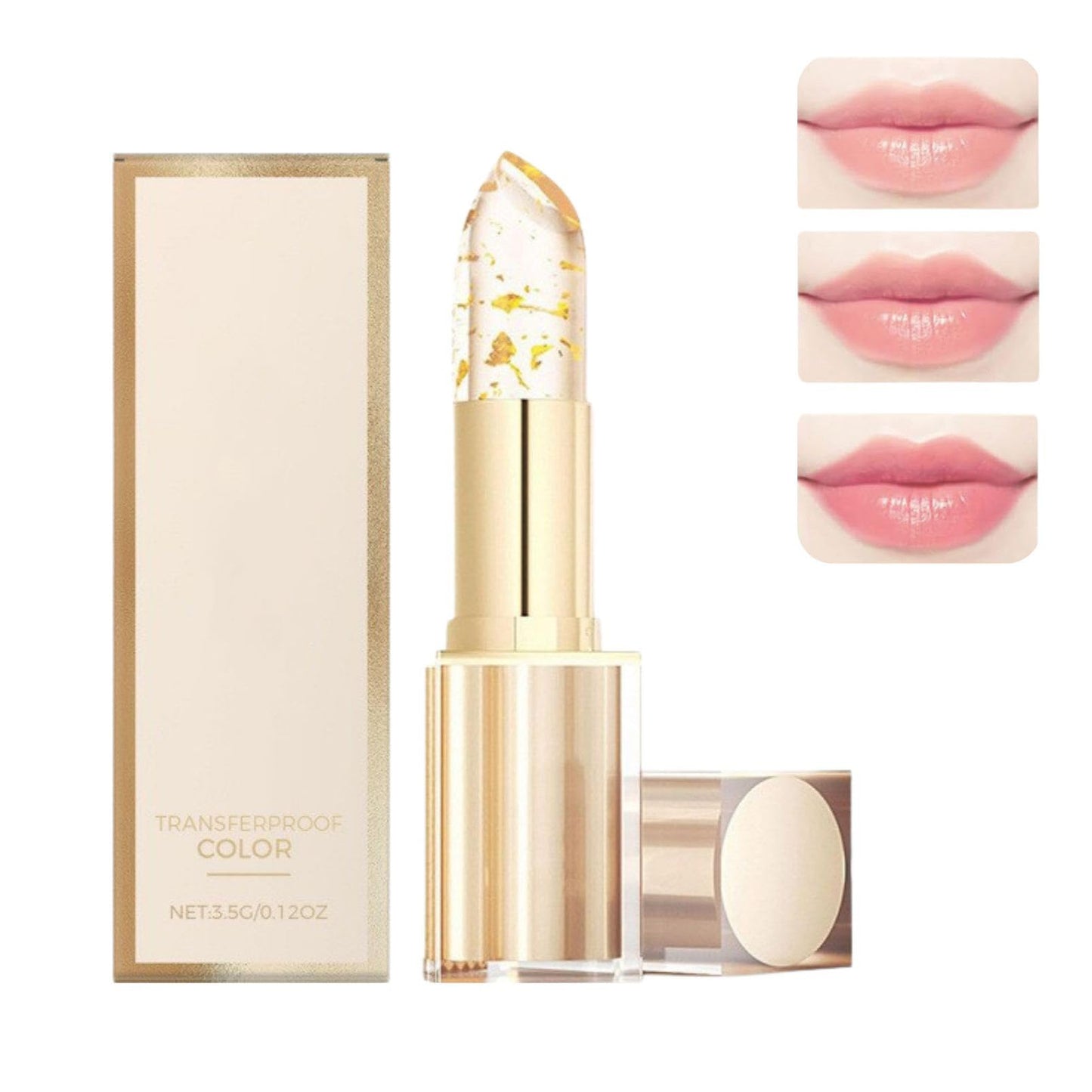 SHEBEEDO Transferproof Color Changing Lipstick,24H Long Lasting Moisturizing Glossy Lip Gloss,Color Changing Lipstick with Gold Foil Crystal Shine, Deep Nourishment Balm