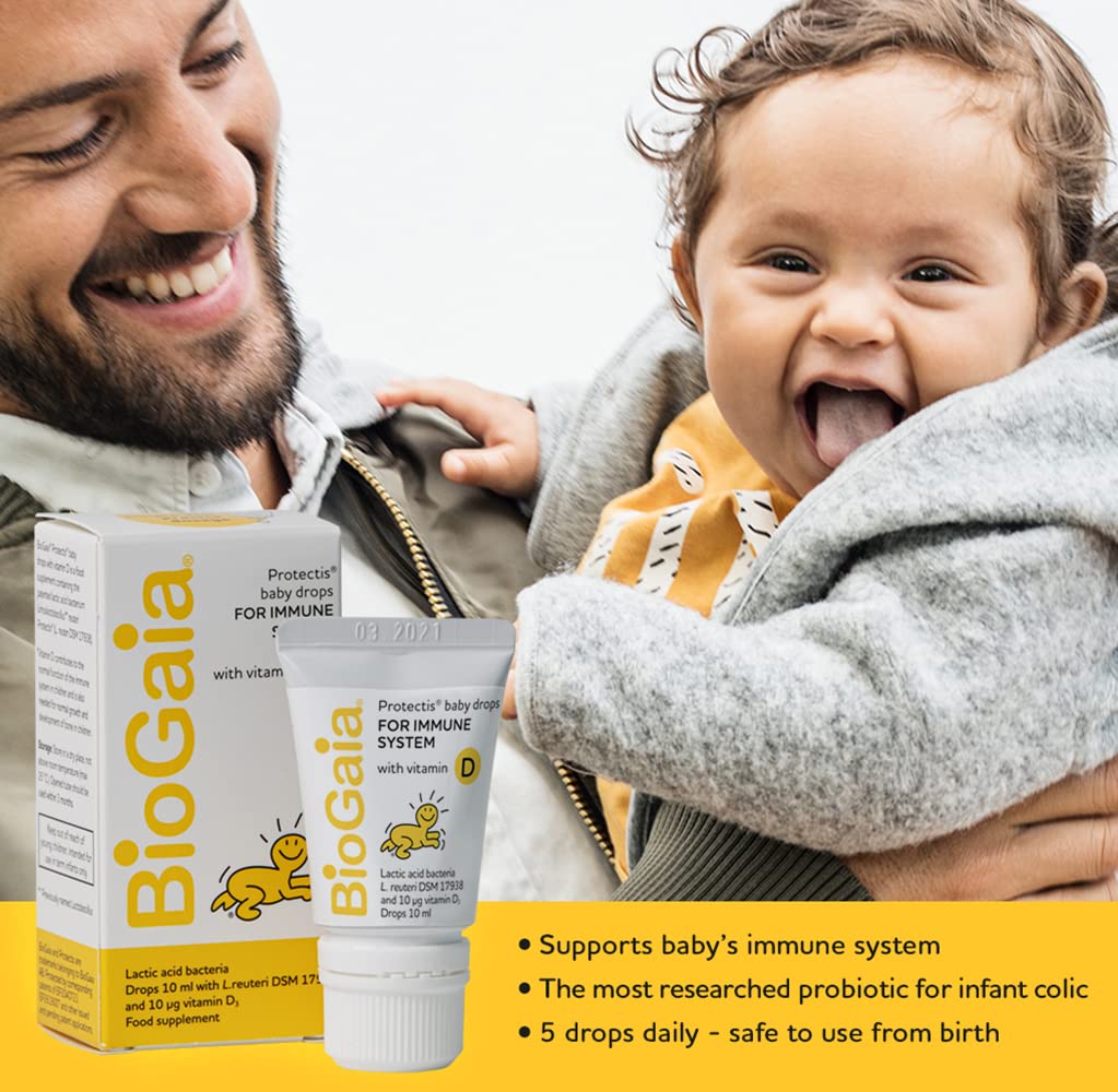 BIOGAIA Protectis Probiotic Drops with Vitamin D3 10ml Suitable for Newborn Babies,Balance Baby’s Gut Flora and Support Immune System. Contains BioGaia Patented L Reuteri DSM 17938.