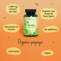 Organic Papaya Extract Vegavero® | 1400mg Carica Papata Fruit Extract | No Additives & Non-GMO | 120 Capsules | Vegan