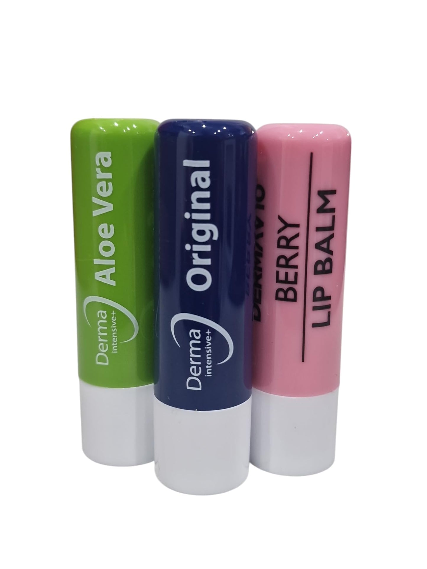 Generic Derma Intensive Travel-Size Lip Balm Trio Set 4.8g – Original, Aloe Vera & Berry – Keeps Lips Soft, Smooth, and Hydrated All Day