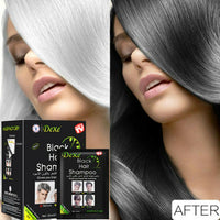 Black Hair Shampoo Instant Black Natural Ingredients Hair Dye Shampoo Semi-Permanent Black Hair Color Easy to use Long lasting NATUREGURU(10 Pack, Black)