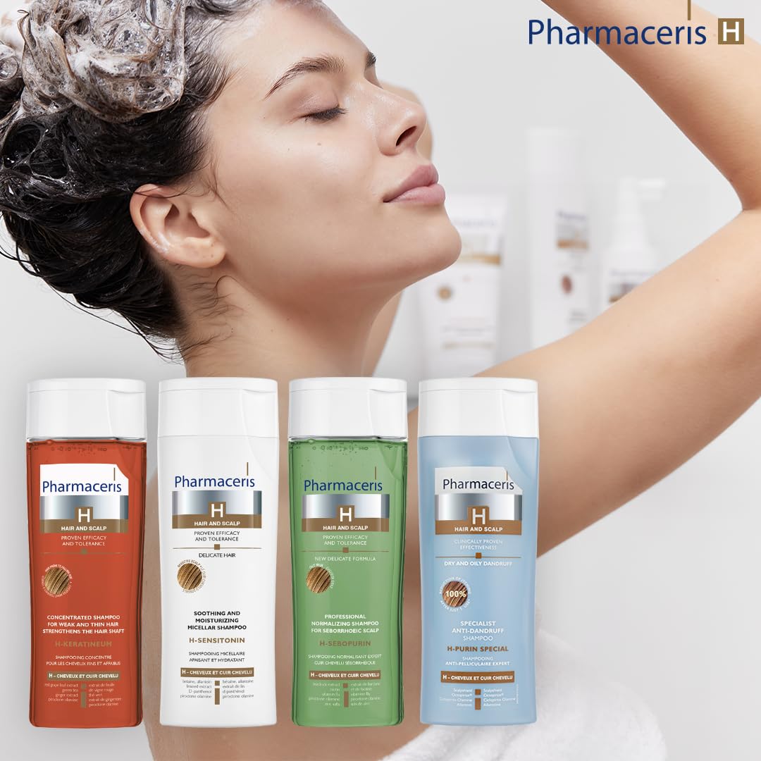 Pharmaceris H Keratineum, Concentrated Shampoo for Weak and Thin Hair, for Sensitive Scalp, Hair Strengthening, Hair Loss Treatment Women and Men - 250 ml