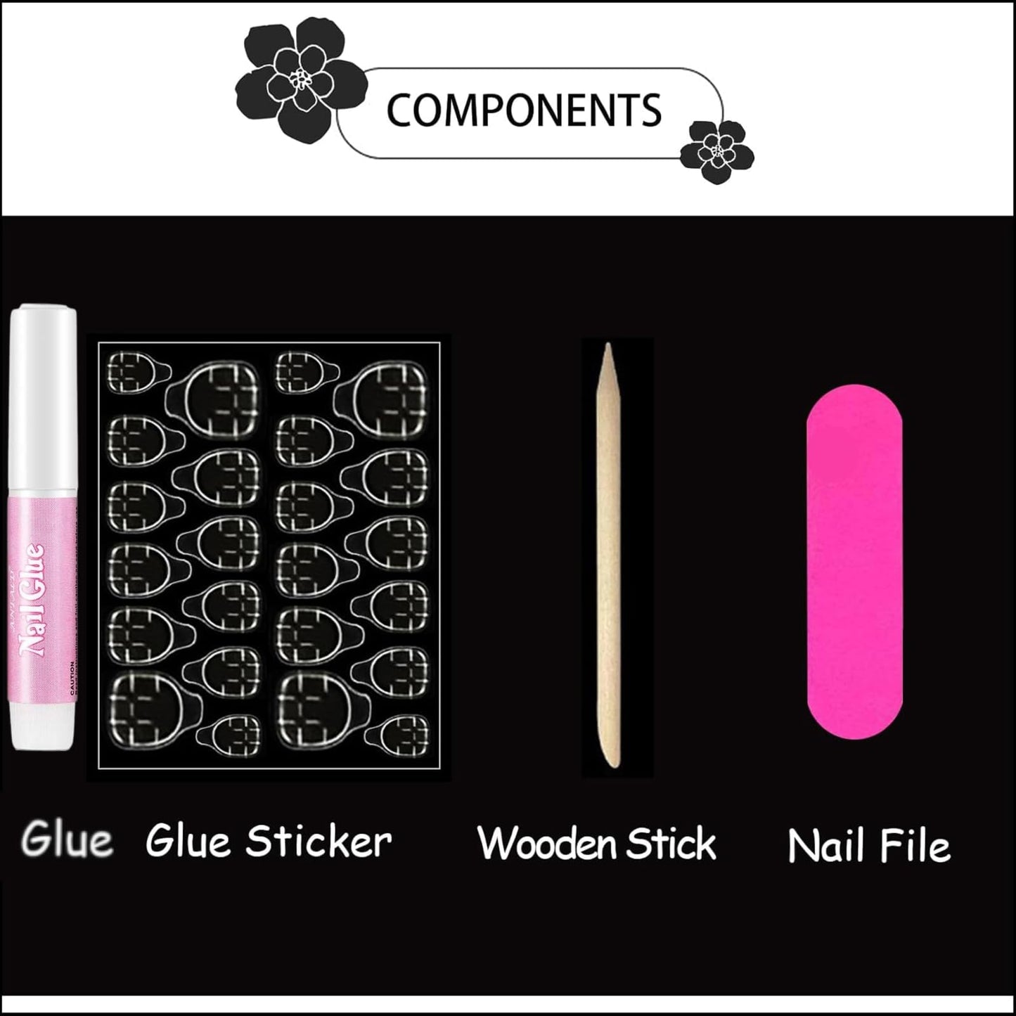 EONFAVE 30 Pcs Chrome Press on Nails - French Tip False Nails - 24pcs Medium Almond Press On - Fake With Glue - Acrylic Glossy Nude With White Tips Designs - Full Cover Glue On