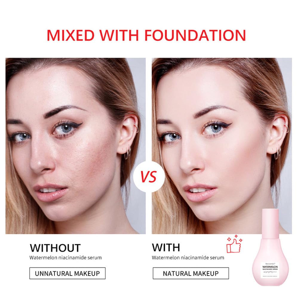 Watermelon Glow Niacinamide Dew Drops Highlighting Serum, Glow Recipe Watermelon Hydrating Serum With Hyaluronic Acid, Brighten, Moisturizing, Lightweight Facial Serum & Priming Liquid Highlighter