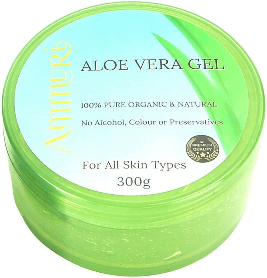 Ammuri Aloe Vera Gel 100% Pure Organic & Natural Freshly Cut Aloe Best for Acne, Psoriasis & Body Care, Face Care, Hair Care & for Skin Soothing, No Sticky Residue for All Skin types - 300 gm