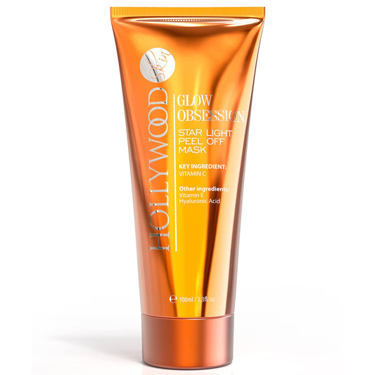 hollywoodskin 20% Vitamin C peel off mask. For instantly more radiant & glowing skin, with 10% Hyaluronic acid, 1% Vitamin E, Aloe vera, Collagen and Jojoba oil. 100ml