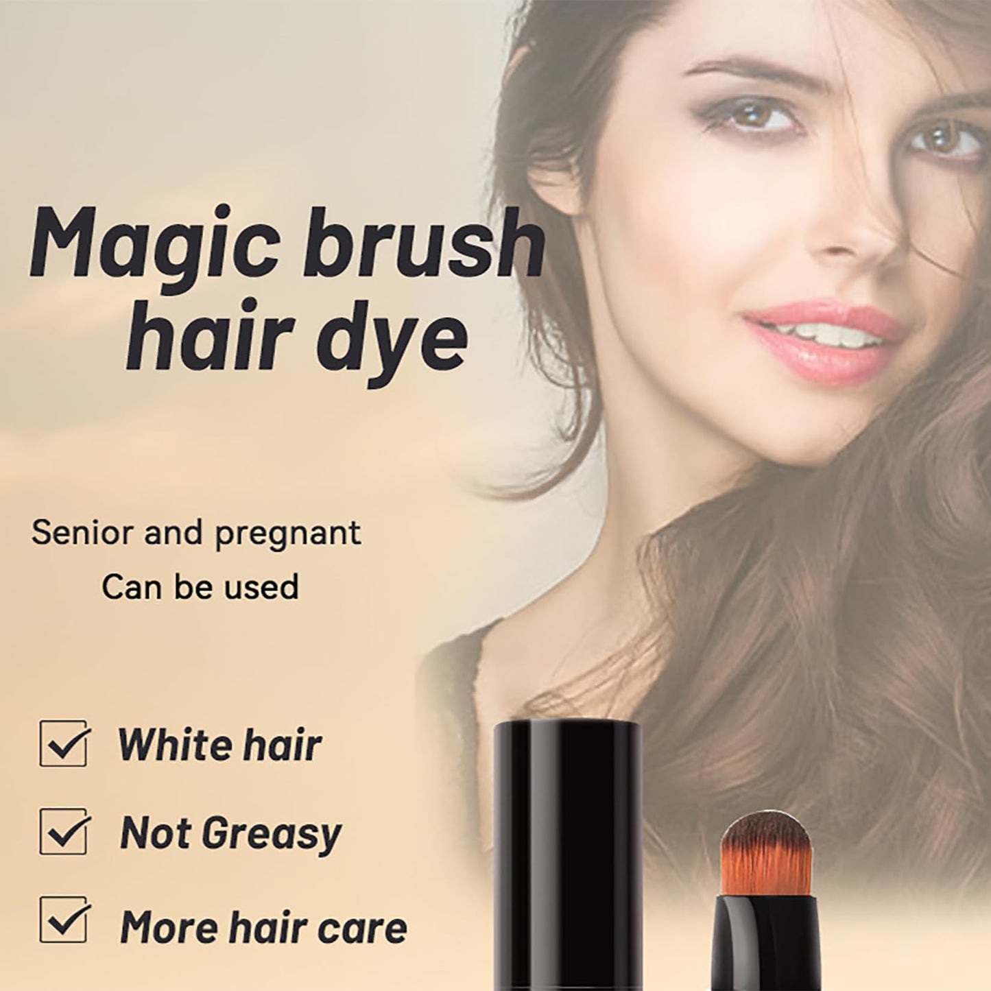 Generic Hair Root Touch Up Stick & Brush – Temporary Hair Dye Pen for Grey Coverage, Natural-Looking Root & Beard Touch Up, Easy to Use, Travel-Friendly, for Men & Women (Black Brown)