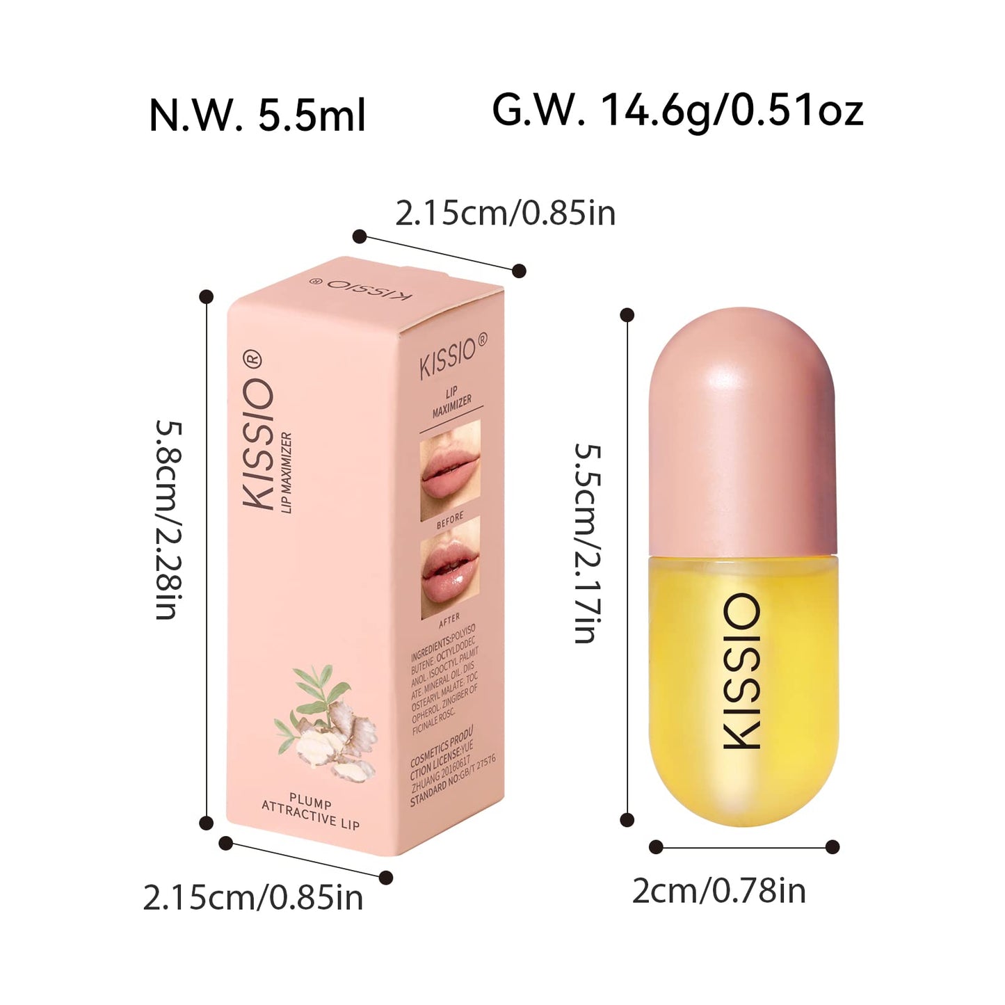 Generic KISSIO Lip Plumper,Natural Lip Plumper, lip plumper for day use,Lip Plumper Gloss Make Lips Fuller and Moisturizing 5.5ml