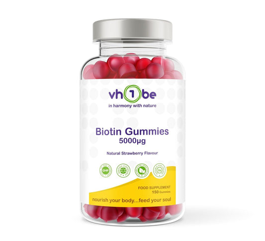 vh1be Biotin 5000ug - 150 Natural Strawberry Flavour Gummies