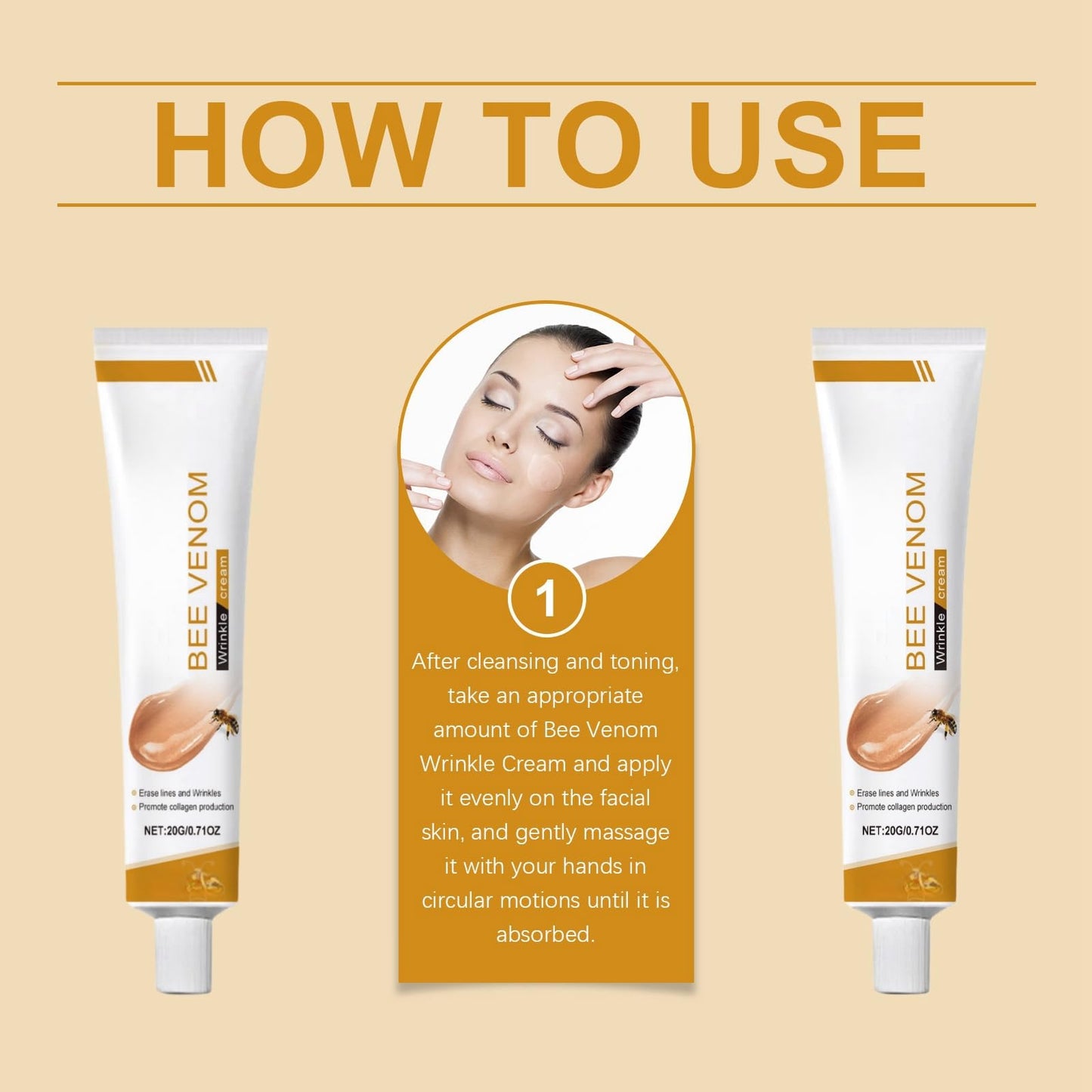 HIVETZ 2PCS Bee Venom Wrinkle Removal Cream,Bee Venom Anti-Wrinkle Firming Multi-Purpose Cream,Bee Venom Skin Treatment Cream,Moisturiser Face Women for All Skin Types,Firming Anti Aging Face Cream