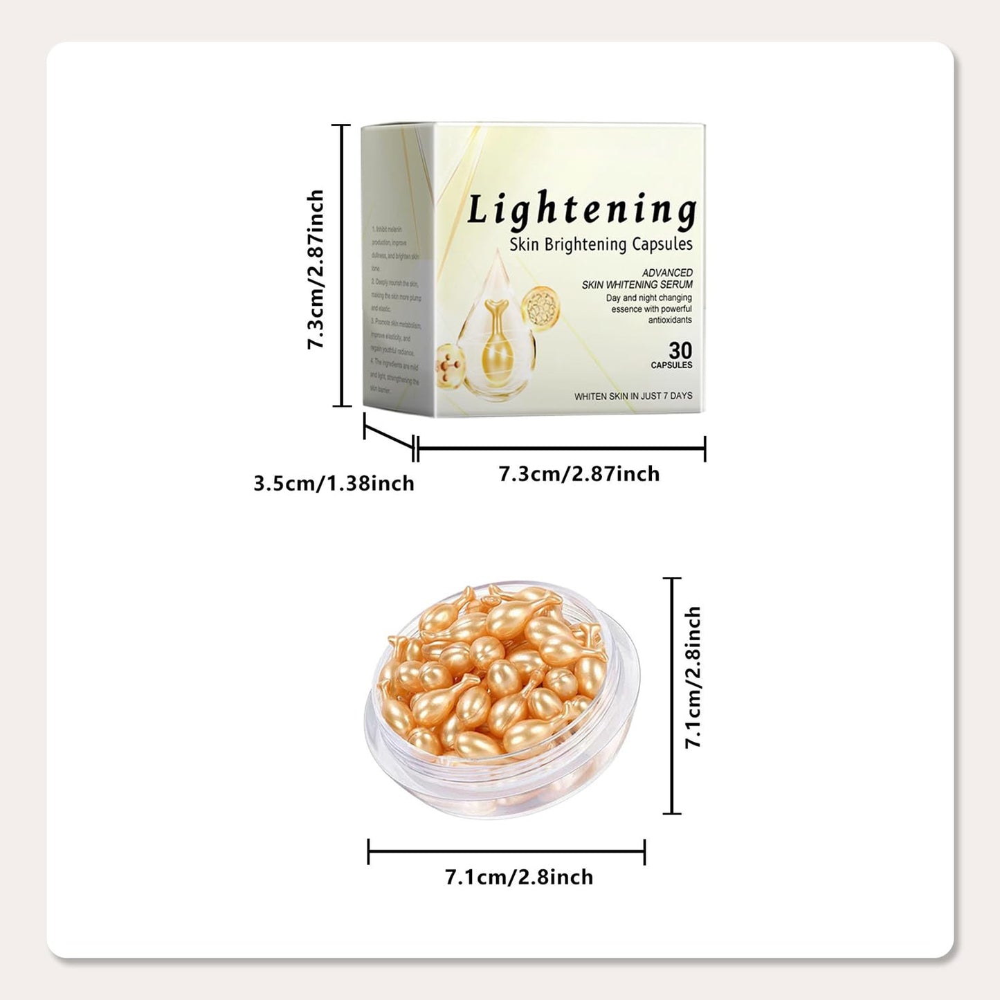 Generic Skin Brightening Capsules, Vitamin E Moisturizing for Face & Skin – Moisturizing Vitamin E Oil Capsules for Hydrated, Anti Wrinkle Face Serum, Softens & Improves Appearance – 30 PCS